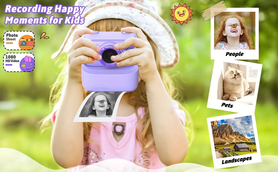 Youngsters' HD 1080P Dual-Lens Digital Camera with Instant Print - Perfect Gift for Boys & Girls Ages 3-16, Includes Flash & Rechargeable Battery