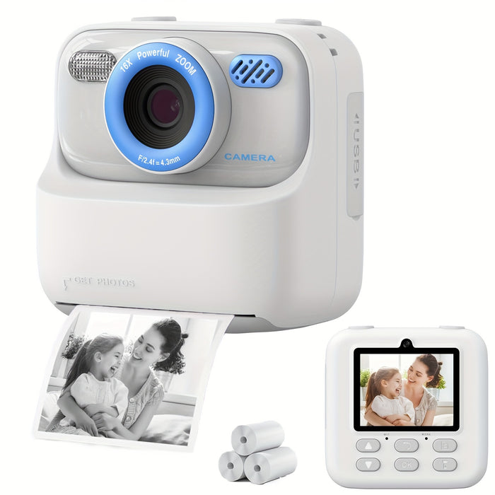 Youngsters' HD 1080P Dual-Lens Digital Camera with Instant Print - Perfect Gift for Boys & Girls Ages 3-16, Includes Flash & Rechargeable Battery