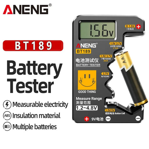 ANENG BT189 纽扣电池测试器 9V NDC AA AAA 通用家用液晶显示屏电池测试器移动电源检测器工具