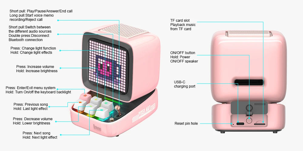 Retro Pixel Art Bluetooth Portable Speaker