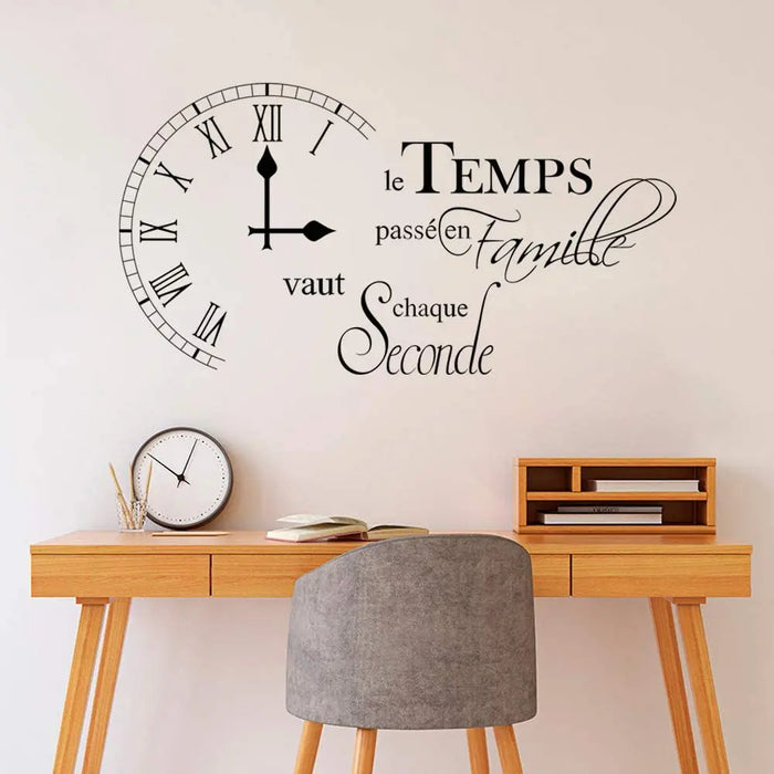 Decalmile-Time Wall Sticker with Quote and Letters Living Room Dining Room Bedroom Home Fashion Minimalist Decor Painting