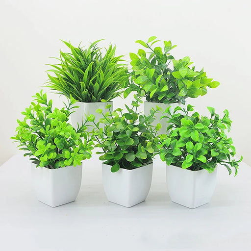 Artificial Bonsai Green Fake Plant Eucalyptus Flower Potted Plant For Indoor Outdoor Home Bedroom Garden Decoration Supplies