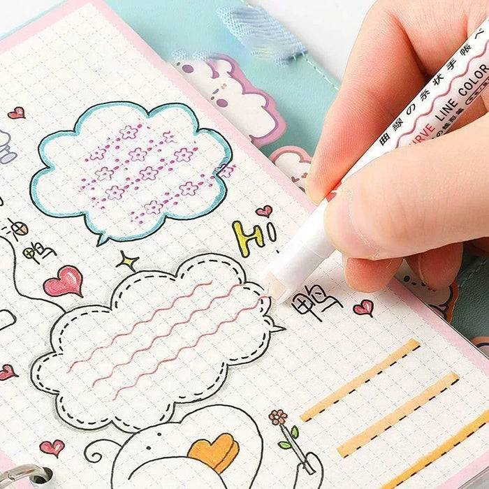 6pcs Curve Liner Marker Pens