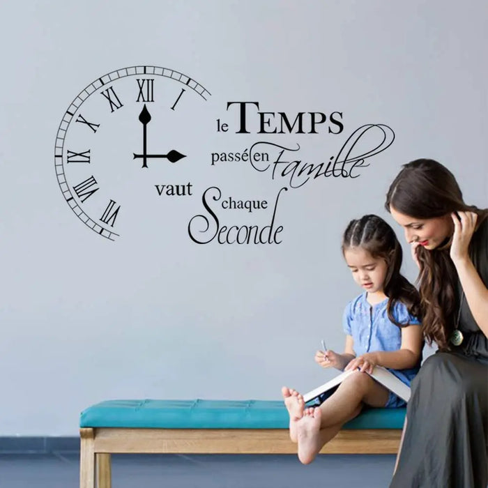 Decalmile-Time Wall Sticker with Quote and Letters Living Room Dining Room Bedroom Home Fashion Minimalist Decor Painting