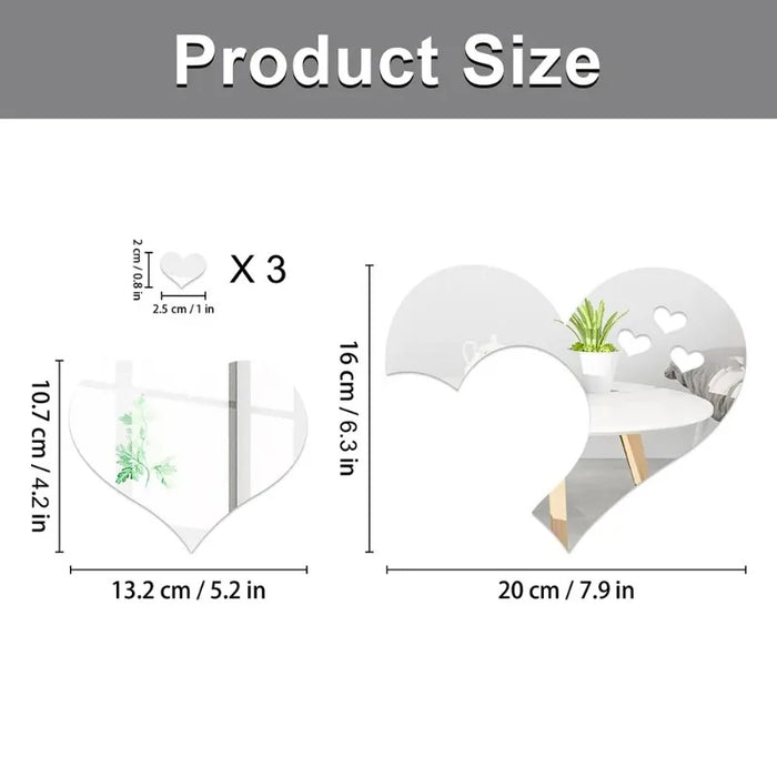 3D 亚克力爱心形镜面墙贴可移除心形艺术装饰墙贴 DIY 客厅婚礼家居装饰