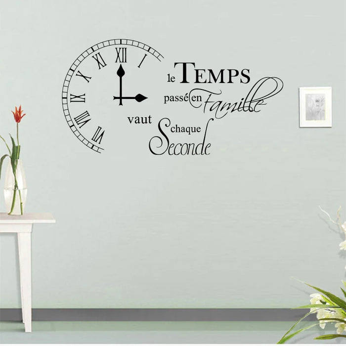 Decalmile-Time Wall Sticker with Quote and Letters Living Room Dining Room Bedroom Home Fashion Minimalist Decor Painting