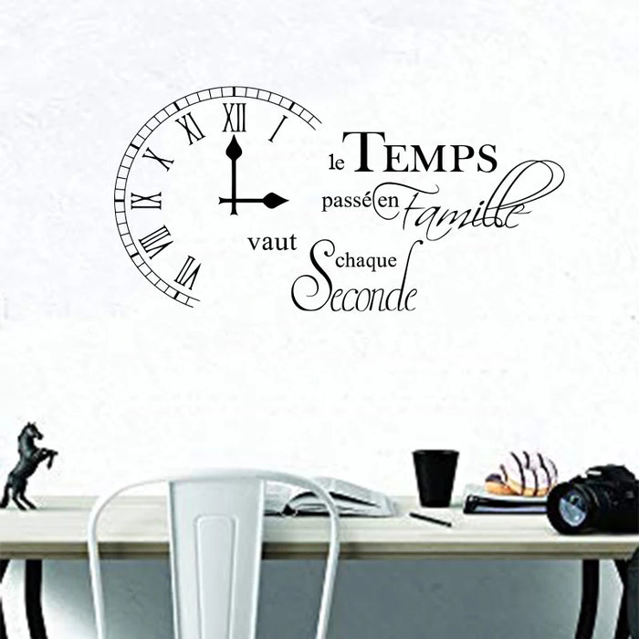 Decalmile-Time Wall Sticker with Quote and Letters Living Room Dining Room Bedroom Home Fashion Minimalist Decor Painting