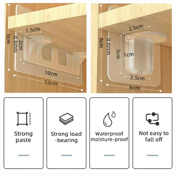 2/5 Kitchen Shelf Support Adhesive Nails Cabinet Partition Bracket Wall Stickers Hooks Home Storage Organization Garden