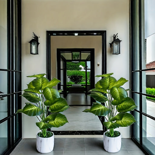 2 high-end simulation plants, 18 large leaves, suitable for high-end indoor and outdoor decoration, very suitable for weddings, hotels, gardens, courtyards, photography, and beautiful green plant decoration