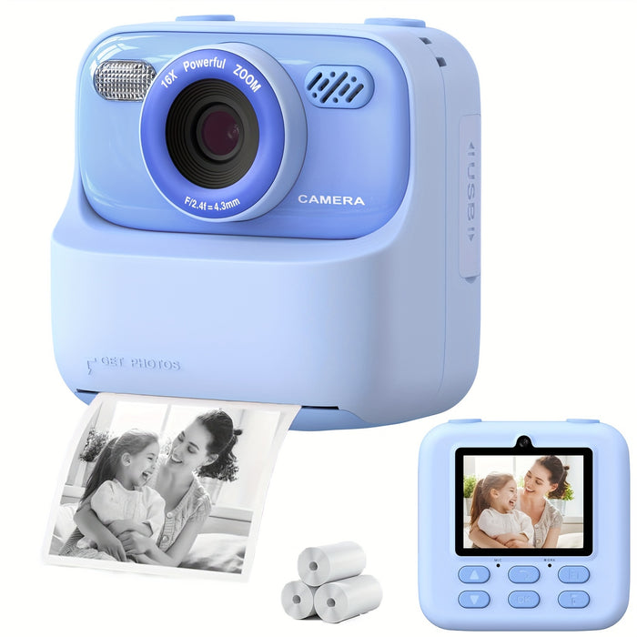 Youngsters' HD 1080P Dual-Lens Digital Camera with Instant Print - Perfect Gift for Boys & Girls Ages 3-16, Includes Flash & Rechargeable Battery