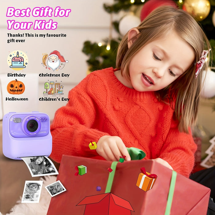 Youngsters' HD 1080P Dual-Lens Digital Camera with Instant Print - Perfect Gift for Boys & Girls Ages 3-16, Includes Flash & Rechargeable Battery