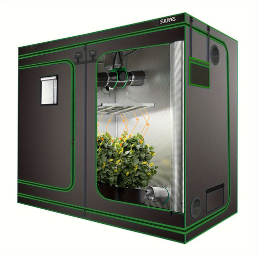 Double/four-door Planting Shed, 48"x48"x80"/96"x48"x80" Indoor Hydroponic Waterproofing System, Removable Floor Tray And Observation Window For Easy Installation, 600D Polyester Film Hydroponic Darkroom For Indoor Use